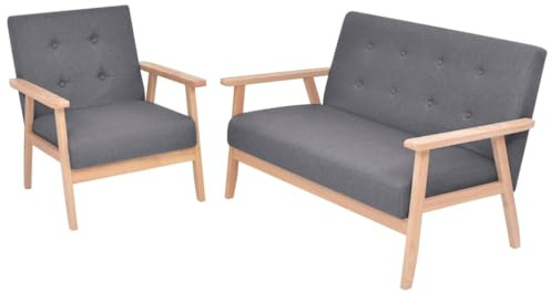 Frdhee Mini Sofa Küchensofa, Sofa-Set 2-TLG. Stoff Dunkelgrau für Gäste und Alltag