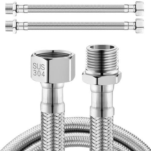 2 Stück Flexschlauch 30CM,3/8 AG x 3/8 ÜWM Edelstahl Flexschlauch,3/8 Zoll Armaturenschlauch, WasserhahnSchlauch für Wasserhahn Eckventil Wassererhitzer Bad WC