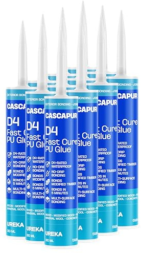 Cascapur D4 Waterproof 30min PU Gel Adhesive, High-Strength, Light Gap Filling, Multi-Surface Bonding, Suitable for Modified Timber, Joinery, Exterior & Marine Use - 310ml - Box of 12 (12)