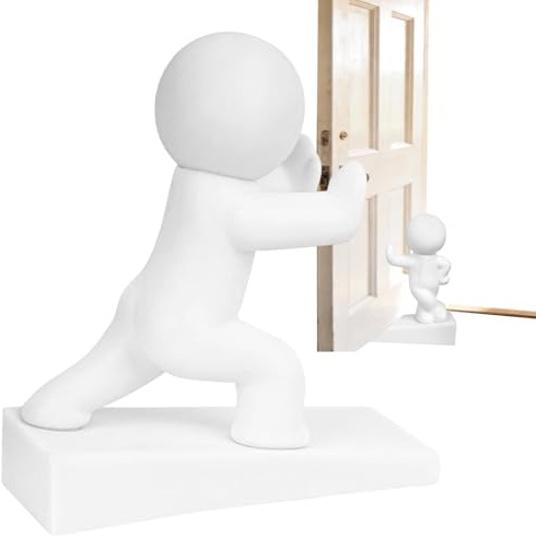 KIUEZIR Novelty Buddy Door Stoppers, 2 Packs & Styles Funny Figure Decorative Doorstop Wedge for Home, Office & Shop Entryway Floor, Cute Door Draft Stops Guard for Indoors Decoration, White