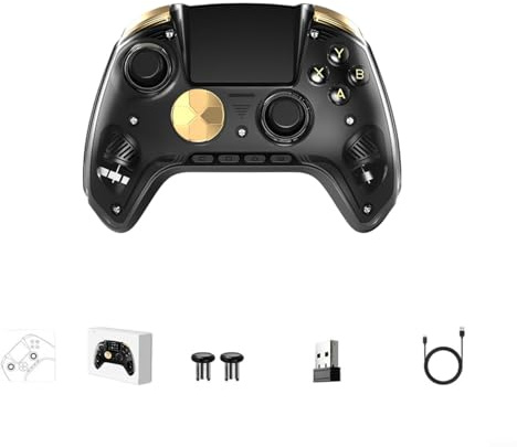 Gamepad wireless 2.4G con Smart Screen 2.5D HD, Dual Hall Linear Switch Trigger, Purple Kirin Joystick per un gioco preciso (nero)