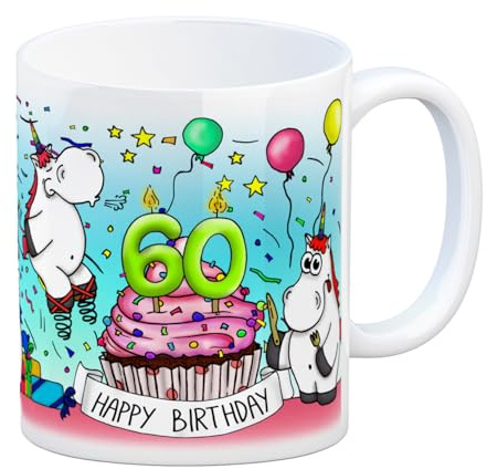 trendaffe - Honeycorns Tasse zum 60. Geburtstag mit Muffin und Einhorn Party