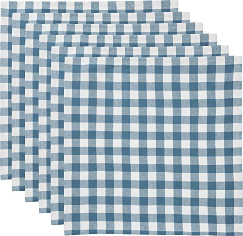 REDBEST Servietten, Stoffserviette 6er- Pack Landhaus karo Nashville blau Größe 50x50 cm - strapazierstark, langlebig, glattes Gewebe, mit Kuvertsaum (weitere Farben)