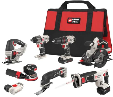 PORTER-CABLE 20V MAX* Cordless Drill Combo Kit, 8-Tool (PCCK6118)