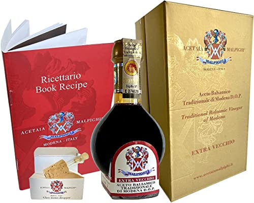 Vinaigre Balsamique Traditionnel de Modène AOP vieux de 25 ans .100ml + Doseur en verre + Livre de recettes - Acetaia Malpighi