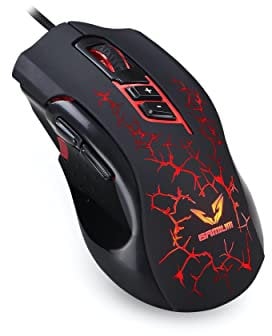 WE Gamium Souris Gamer 3200 DPI, Tir X2 8 Boutons, Plug & Play Rétro Eclairage Toucher Doux Câble Nylon Tressé 1.5M