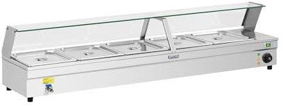 Royal Catering Bain Marie Chauffe-Plat Appareil De Maintien Au Chaud RCBM-5 (2.200 W, Bacs 5 x 1/2 GN, Robinet de vidange, Températures 30–85 °C)