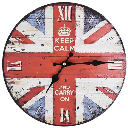 vidaXL Vintage Wanduhr Antik Großes Zifferblatt Design Retro Analog Uhr UK 30 cm