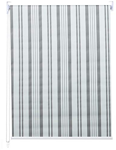 Rollo HWC-D52, Fensterrollo Seitenzugrollo Jalousie, 120x160cm Sonnenschutz Verdunkelung Blickdicht - grau/weiß