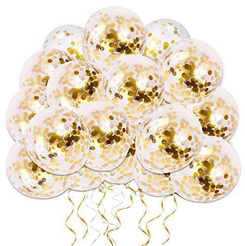 Luftballons Gold Helium, 50 Stück 30cm Konfetti Ballon Latex Party Ballons für Hochzeit Verlobungsfeier Geburtstag Dekorationen