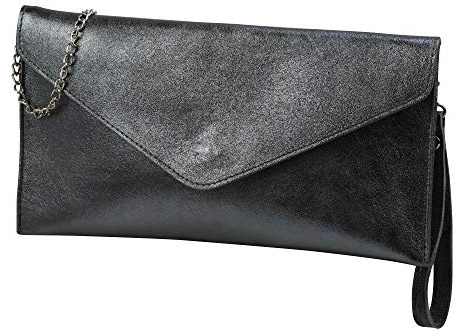 SH Leder Echtleder Clutch Umhängetasche kleine Tasche Abendtasche in Wildleder oder Metallic 31,5x16,5cm Palma G299