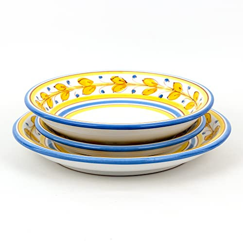 CEAR ceramiche - Piatti siciliani da tavola, Set di 3 piatti posto tavola singolo in ceramica di Caltagirone decorati a mano
