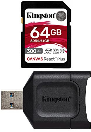 Kingston MLPR2/64GB SD Card + Card Reader (64 GB SDXC React Plus SDR2 + MLP SD Reader)