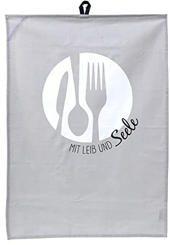 Dekohelden24 ***Geschirrtuch aus 100% Baumwolle, H/B: 70 x 50 cm, Motiv: Mit Leib und Seele.