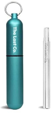 The Last Co. Reusable + Portable Telescopic Stainless Steel Straw with Keychain Case (Mint Turquoise)