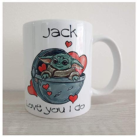 PERSONALISED BABY YODA GROGU MUG - Gift Idea for Girlfriend, Boyfriend, Wife, Husband, Best Friend, Loved One - Novelty Mug/Cup - Personalised Gift for Her/for Him
