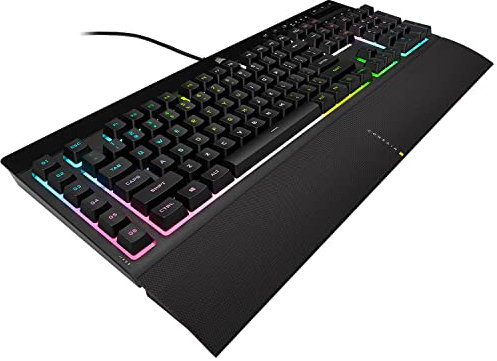 Corsair K55 RGB PRO XT Gaming-Tastatur mit Membran, IP42, Staub- und flüssigkeitsbeständig - 6 Makrotasten mit Elgato Integration - iCUE - QWERTY IT - PC, Mac, Xbox - Schwarz