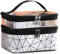 NOVAGO Vanity Trousse de Toilette Double Couches plastifié Solide Durable et imperméable (Gris)