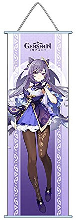 Anime Game Scrolls Poster Keqing Venti Xiao Klee Hu Tao Cosplay Wandposter für Sammlung Heimdekoration 70x30 cm