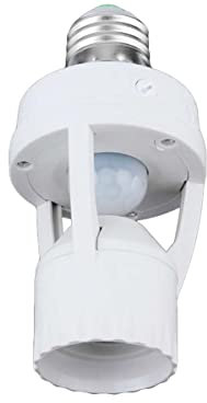 Douille E27 avec capteur de mouvement, capteur crépusculaire minuterie, 360 degrés, max 60 W