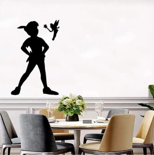 Peter Pan Shadow Vinyl Sticker Removable Art Wall Decal Home Decoration Silhouette Wallpaper Murals Waterproof42x65cm