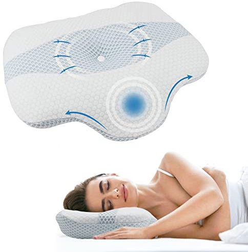 FAMOOKLAN Orthopädisches Kissen Ergonomisches, professionelles Nackenkissen Seitenschläferkissen aus Memory-Schaum Linderung von Kopf-/Nacken- und Schulterschmerzen