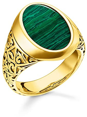 THOMAS SABO Ring Siegelring Goldfarben/Grün TR2242-140-6-52 Ringgröße 52/16,6