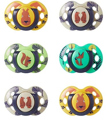 Tommee Tippee Fun Style Beruhigungssauger, Symmetrische Kiefergerechte Form, BPA-freies Silikon, 18-36M, 6er-Set