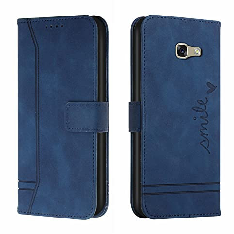 Trugox Handyhülle für Samsung Galaxy A5 2017 / A520 Hülle Klappbar Klapphülle mit Kartenfach Handytasche Handy Schutzhülle Tasche Leder Wallet Flip Case Slim Book Cover - Blue