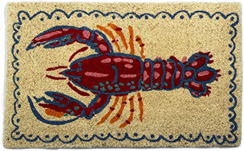 Lobster Coir Doormat Indoor Outdoor Welcome Mat Coastal Nautical Beach Red Door Mat 23.6x15.7 Inch