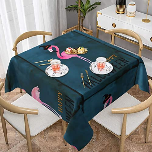PartyUnix Halloween-Tischdecke, Flamingo, Hexenhut, 152,4 x 152,4 cm, rund, perfekt für Buffet-Tische, Partys