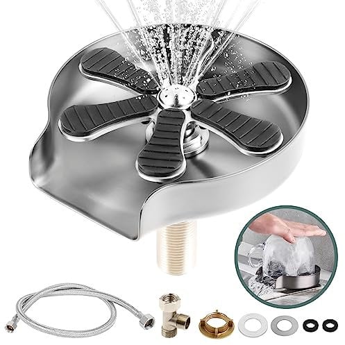 Dyna-Living Gläserspüler Edelstahl Automatische Glasspüler Waschbecken Tassenspüler Cup Washer Flaschenwascher, Eingebetteter Glass Rinser für Küchenspüle Bar Zuhause, Grau