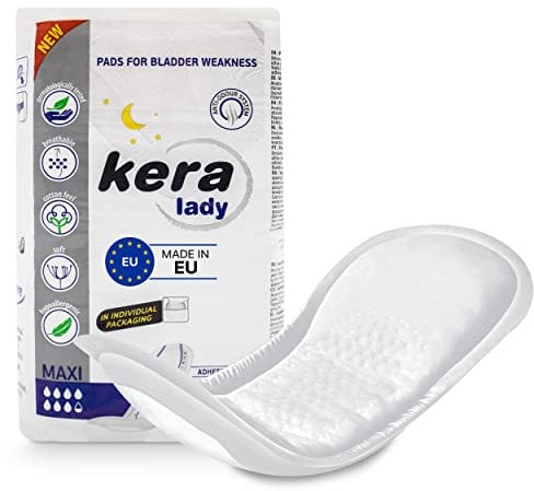 KERA® Inkontinenzeinlagen für Damen extra stark – MAXI saugstarke Hygieneeinlagen für Damen bei mittlerer bis starker Blasenschwäche – diskrete Inkontinenzeinlagen für die Nacht (12 x 16 Stück)