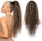 FLUFYMOOZ Ponytail Extension Pferdeschwanz Verlängerung, 66 cm Pferdeschwanz Haarverlängerung im Bohemian-Stil mit Kordelzug für Frauen, Pferdeschwanz(66 cm Dunkelbraun mit Schmutzblond)