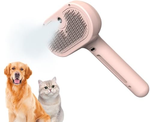 Spray Cat Brush, Sichy Self Cleaning Cat Grooming Brush for Long or Short Haired Cats, Cat Hair Brush for Removing Flying Hair and Static, Cat Brushes for Grooming to Remove Loose Fur, Tangles & Dirt