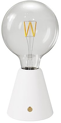 creative cables - Tragbare, wiederaufladbare LED Leuchte Cabless01 mit Globe Glühbirne G125 - Mit Glühbirne, Weiß