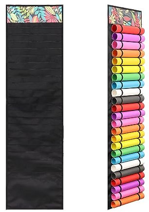 JOJOCY Vinyl Organizer Holder, 24 Holes & 23 Pockets Vinyl Storage Organizer Rack Wall Mount Over The Door, Craft Vinyl Roll Holder for Vinyl Sheets, Heat Transfer Paper
