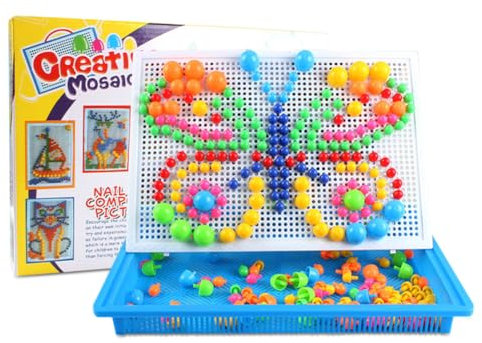 Tutamaz Montessori Mosaic Plug-in Game from, Steckspielzeug Mosaik Steckspiel Pädagogisches Kinderspielzeug Kreatives Spielzeug Steckmosaik Steckbausteine Bausteine Lernspielzeug für JungenMädchen