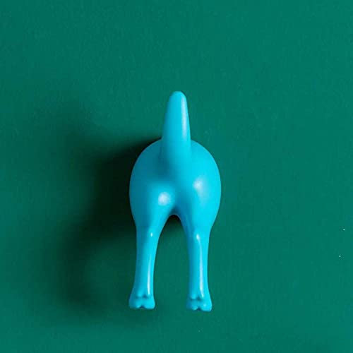 Nordic Plastic Dog Tail Hooks, Adhesive Bathroom Toliet Wall Mounted Storage Rack, Wall Mounted Coat Hat Key Hanger Rack(blue)