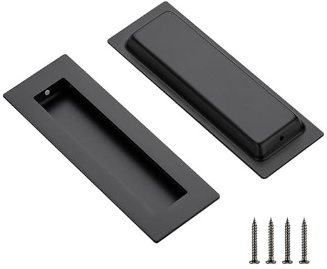 Ravinte 2 Pack Black Cabinet Pulls - Recessed Finger Pulls Sliding Door Handles Furniture Handles Kitchen Hardware for Cabinets (150mm Length), UKNQBS15050HS2