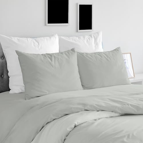 Ruggeri - Set Completo Copripiumino - 100% Puro Cotone - Made In Italy - Collezione Let's Color! (Matrimoniale, Grigio)