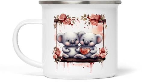 Dropful vintage Koalas Tazza bianca da San Valentino - 354 ml, durevole ed elegante, ideale per il caffè, il tè e le bevande calde