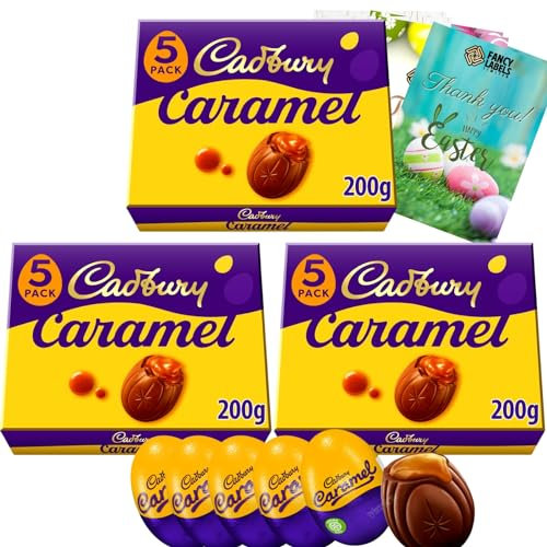 Creme Egg Chocolate Multipack With 3 Boxes of 5 Caramel Eggs 200g and 1 Fancy Labels Easter Card | Chocolate Gifts for Women, Men and Kids Easter Egg Hunt