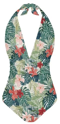 ZIATUBLES Maillot de bain une pièce pour femme avec col en V, contrôle du ventre, monokini dos nu pour la natation, le surf