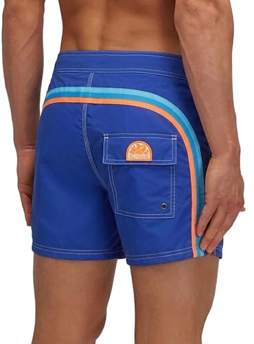 SUNDEK Costume da Bagno da Uomo con Vita Fissa, Lunghezza 35,6 cm, Cavallo 7,6 cm, 67501 - Electro Blue 01, 32