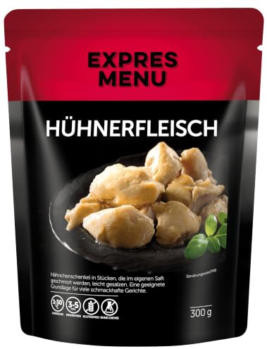EXPRES MENU | Zarte Hähnchenschenkel, im eigenen Saft gedünstet für eine geschmackvolle und saftige Mahlzeit, perfekt zubereitet als Fertiggericht | 3 Portionen