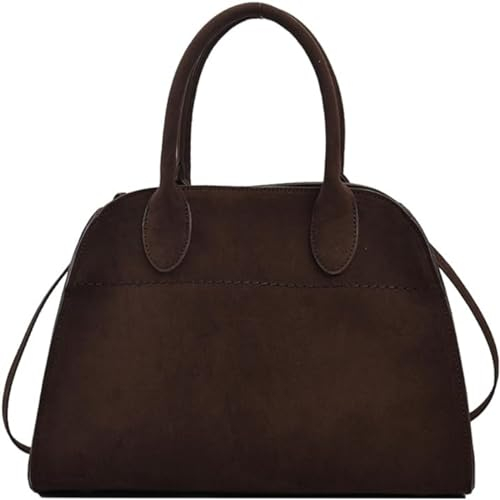 Generisch Crossbody-Tasche für Damen, Wildleder, Geldbörse, Tragetasche, Vintage, Tragegriff oben, modisch, Retro, Schultertasche für Arbeit, Reisen, coffee, Large