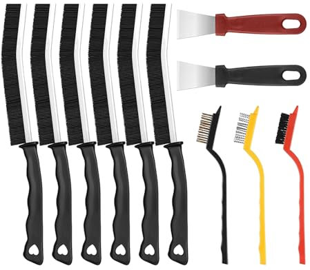 Crevice Cleaning Brush, 11PCS Multifunctional Cleaning Brush Practical Tools Gap Cleaning Hard Bristle Crevice Cleaning Brushes Cleaning Scrapers for Household Bathroom Tiles Bathroom Kitchen Cleaning
