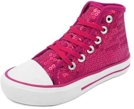 Sprint Sport Pailletten Schuhe Kinder Glitzer Sneaker auch als Wendepailletten wählbar Halbhoch Kinderschnürer Disco (Pink-Kinder, EU Schuhgrößensystem, Kleinkind, Numerisch, M, 30)