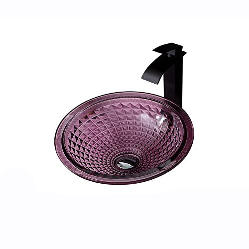 Modernes, minimalistisches Badezimmer-Waschbecken, rundes Glas-Waschbecken, Waschtisch, Aufsatzwaschbecken (Farbe: C)